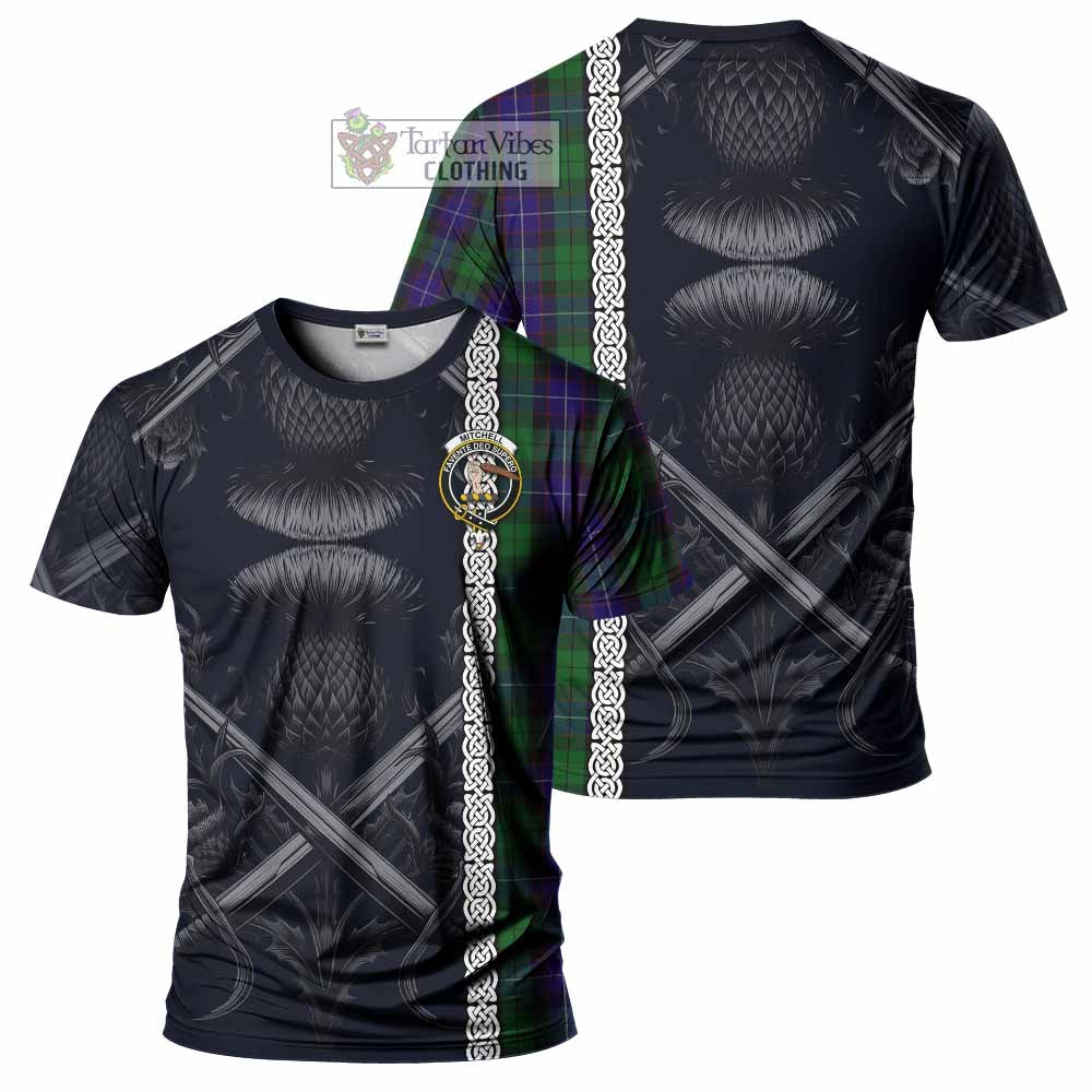 Mitchell Tartan T-Shirt with Family Crest Cross Sword Thistle Celtic Vibes - Tartan Vibes Clothing