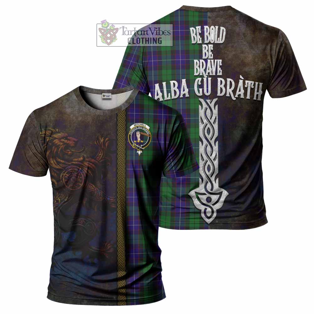 Mitchell Tartan Family Crest T-Shirt Alba Gu Brath Be Brave Lion Ancient Style - Tartan Vibes Clothing