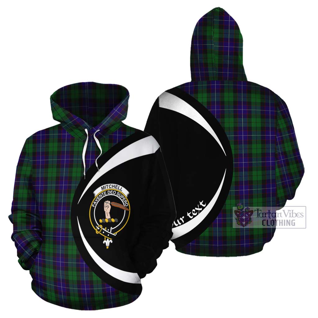 Mitchell Tartan Cotton Hoodie with Family Crest Circle Style Zip Hoodie - Tartan Vibes Clothing