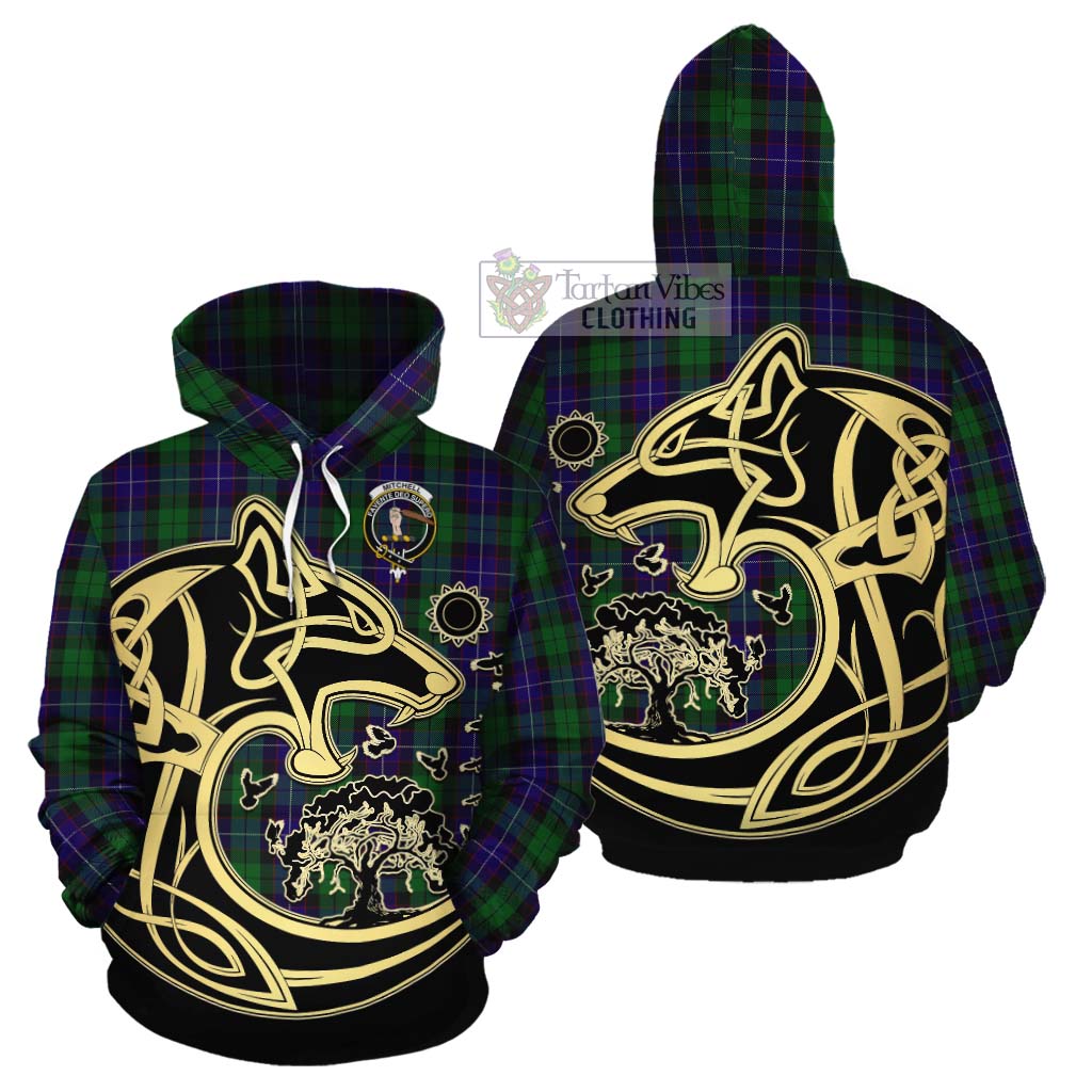 Mitchell Tartan Cotton Hoodie with Family Crest Celtic Wolf Style Zip Hoodie - Tartan Vibes Clothing
