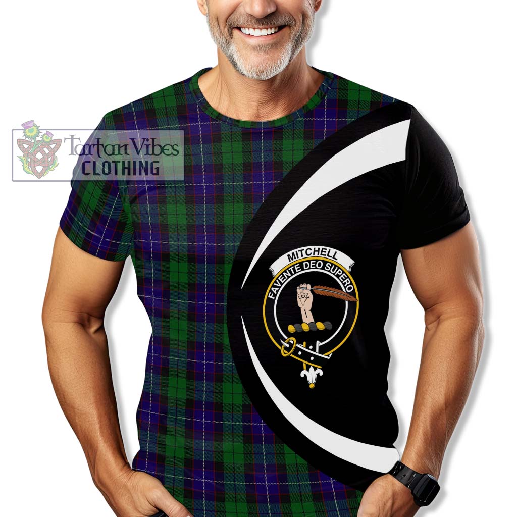 Mitchell Tartan T-Shirt with Family Crest Circle Style - Tartan Vibes Clothing