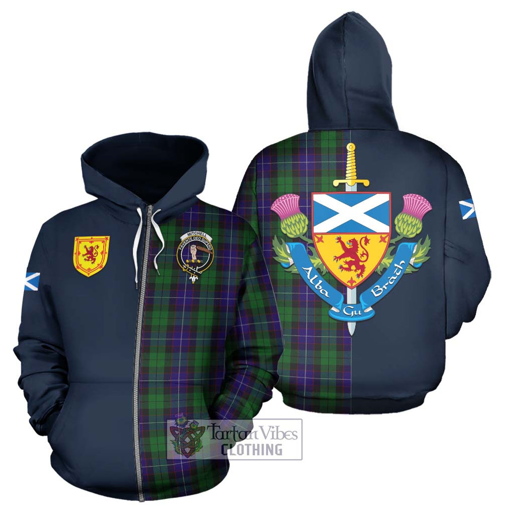Mitchell Tartan Hoodie Alba with Scottish Lion Royal Arm Half Style - Tartan Vibes Clothing