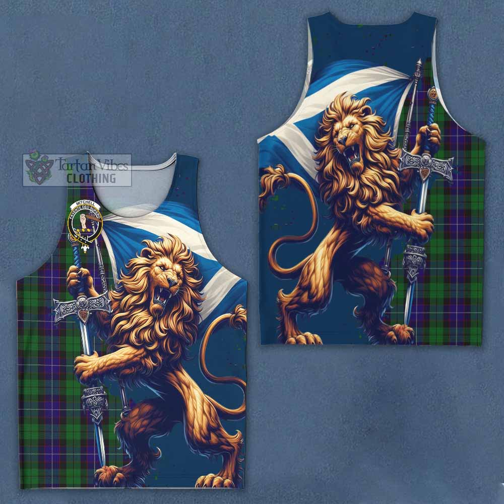 Mitchell Tartan Family Crest Men's Tank Top with Scottish Majestic Lion - Tartan Vibes Clothing