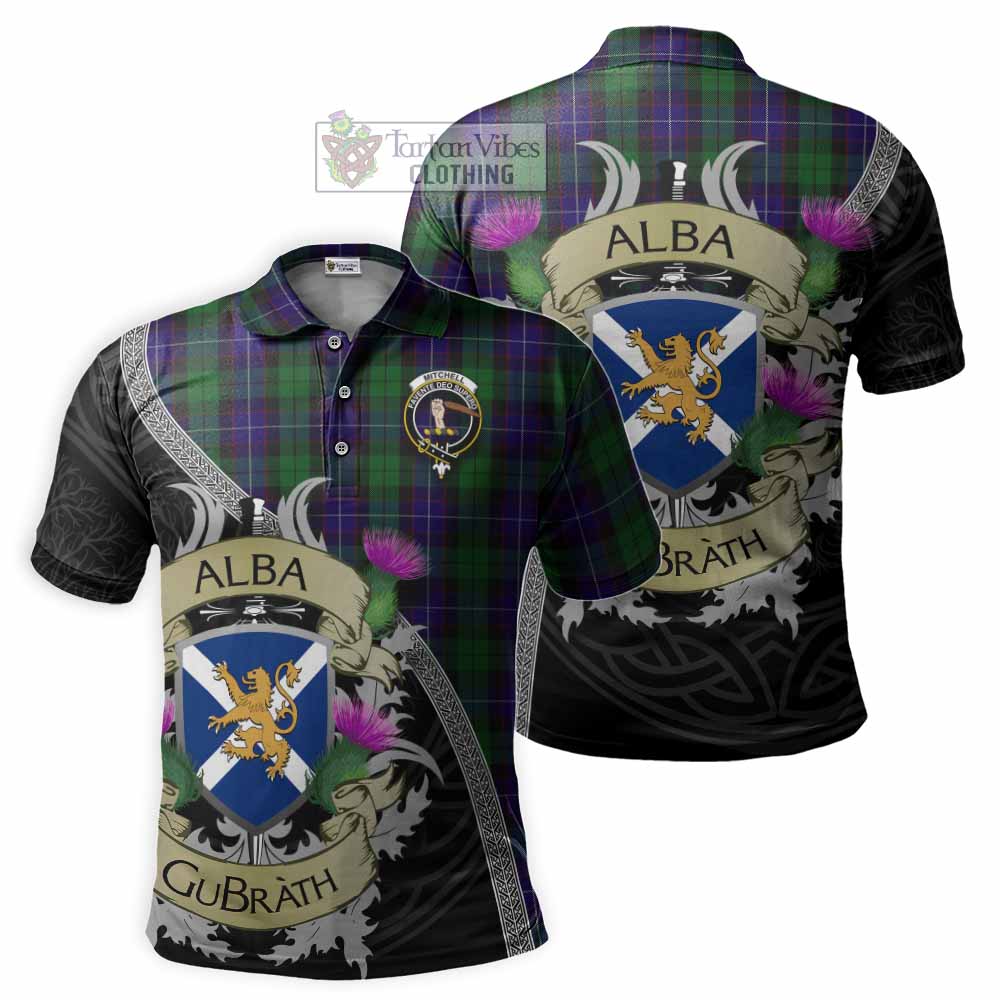 Mitchell Tartan Family Crest Polo Shirt Lion Rampant Royal Thistle Shield Celtic Inspired - Tartan Vibes Clothing