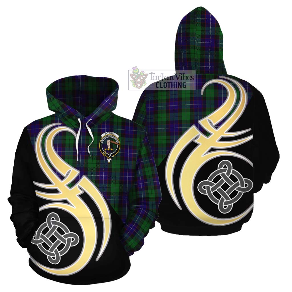 Mitchell Tartan Cotton Hoodie with Family Crest and Celtic Symbol Style Zip Hoodie - Tartan Vibes Clothing