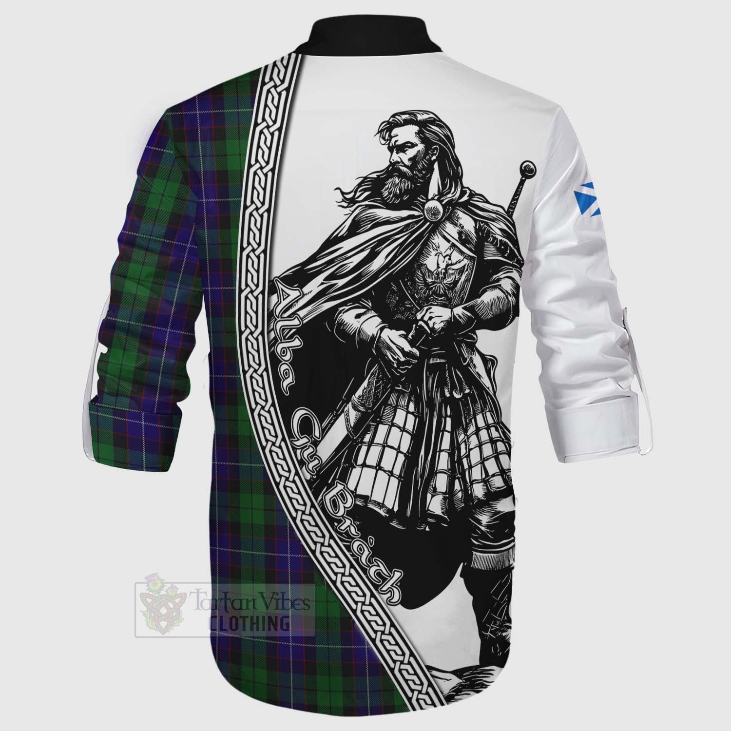 Mitchell Tartan Clan Crest Ghillie Kilt Shirt with Highlander Warrior Celtic Style - Tartan Vibes Clothing