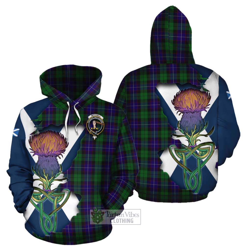 Mitchell Tartan Family Crest Cotton Hoodie Scottish Thistle Celtic Inspired - Tartan Vibes Clothing