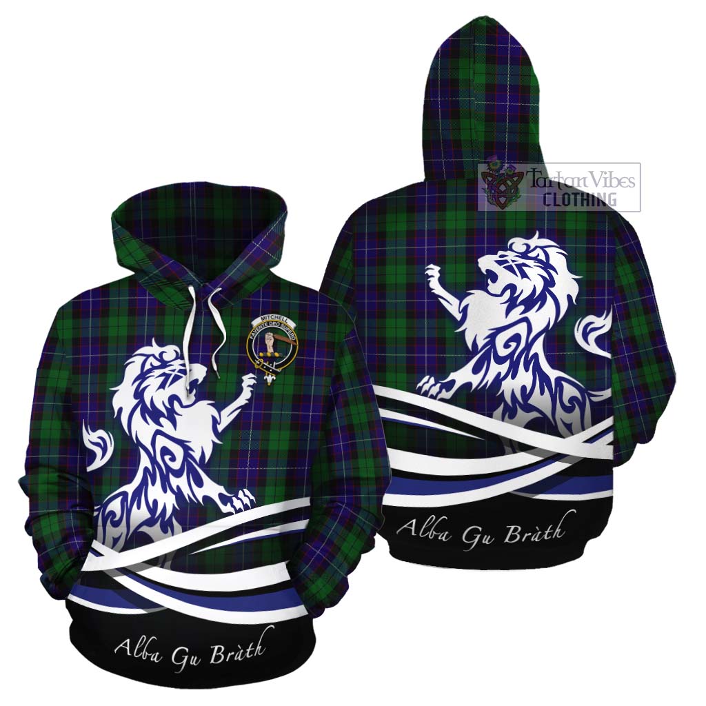 Mitchell Tartan Cotton Hoodie with Alba Gu Brath Regal Lion Emblem Zip Hoodie - Tartan Vibes Clothing