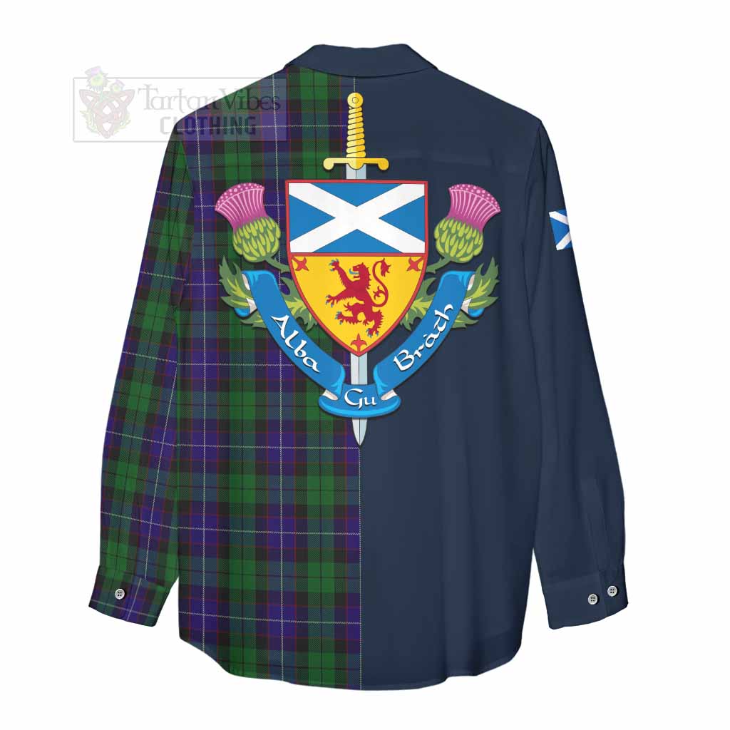 Mitchell Tartan Women's Casual Shirt Alba with Scottish Lion Royal Arm Half Style - Tartan Vibes Clothing