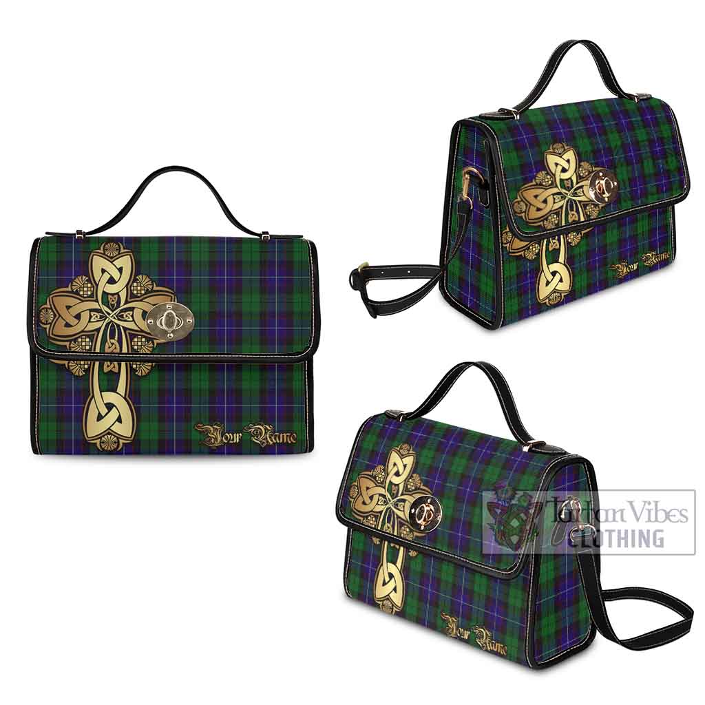 Tartan Vibes Clothing Mitchell Tartan Waterproof Canvas Bag Golden Thistle Celtic Cross Style