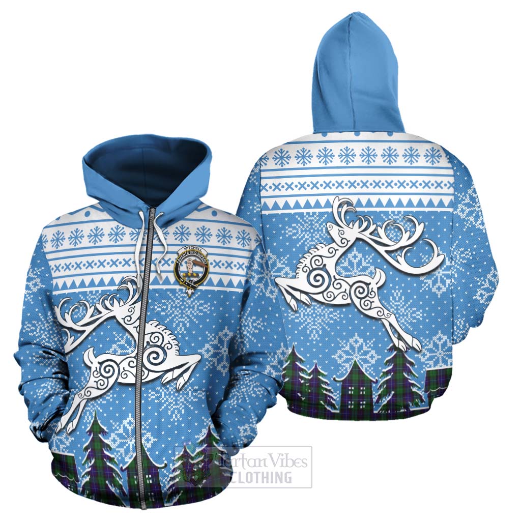 Mitchell Clan Christmas Hoodie Celtic Reindeer Style - Tartan Vibes Clothing