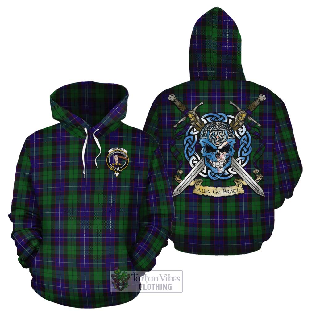 Mitchell Tartan Cotton Hoodie with Family Crest Celtic Skull Style Zip Hoodie - Tartan Vibes Clothing
