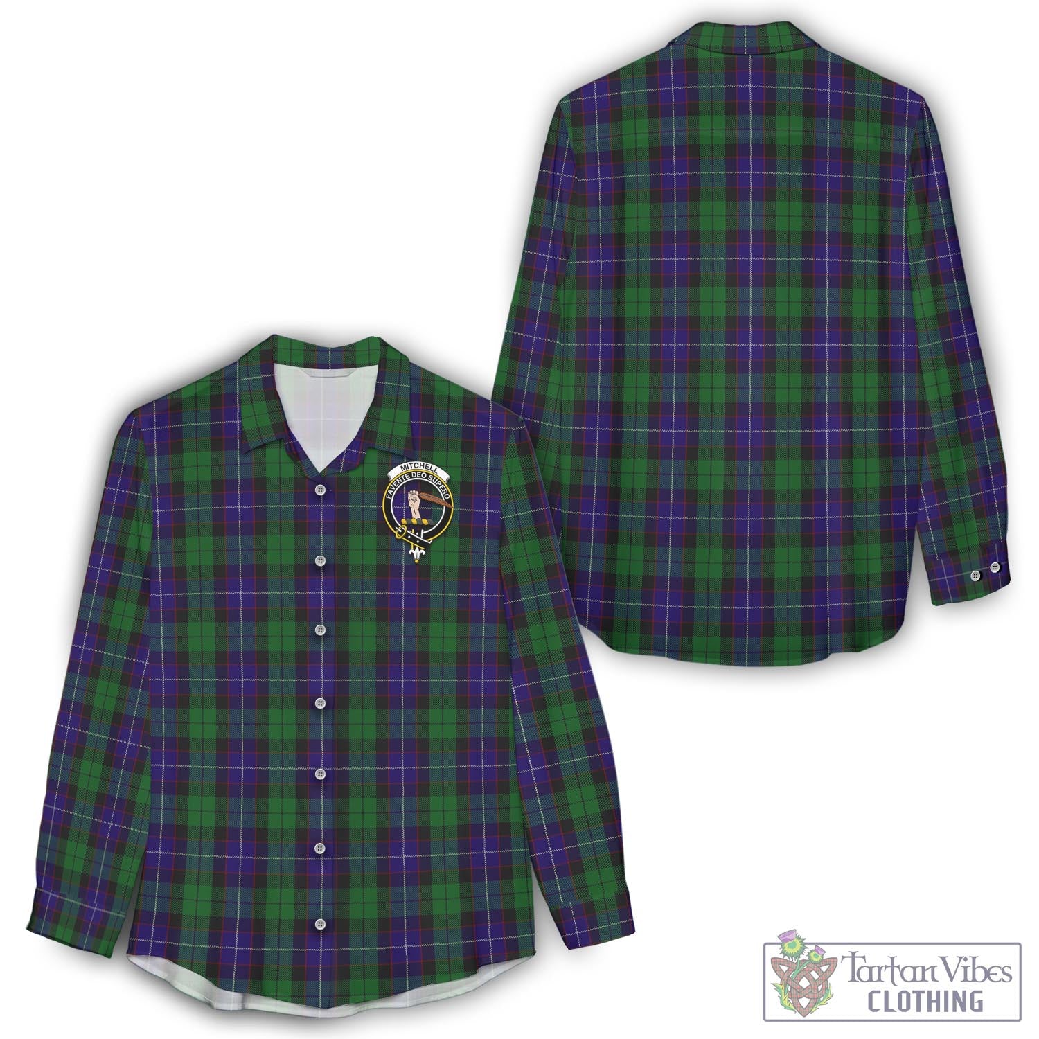 Mitchell Tartan Women's Casual Shirt with Family Crest - Tartan Vibes Clothing