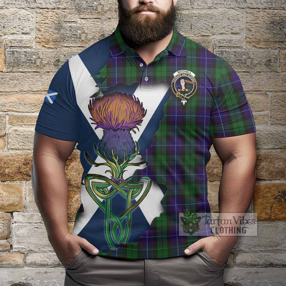 Mitchell Tartan Family Crest Polo Shirt Scottish Thistle Celtic Inspired - Tartan Vibes Clothing