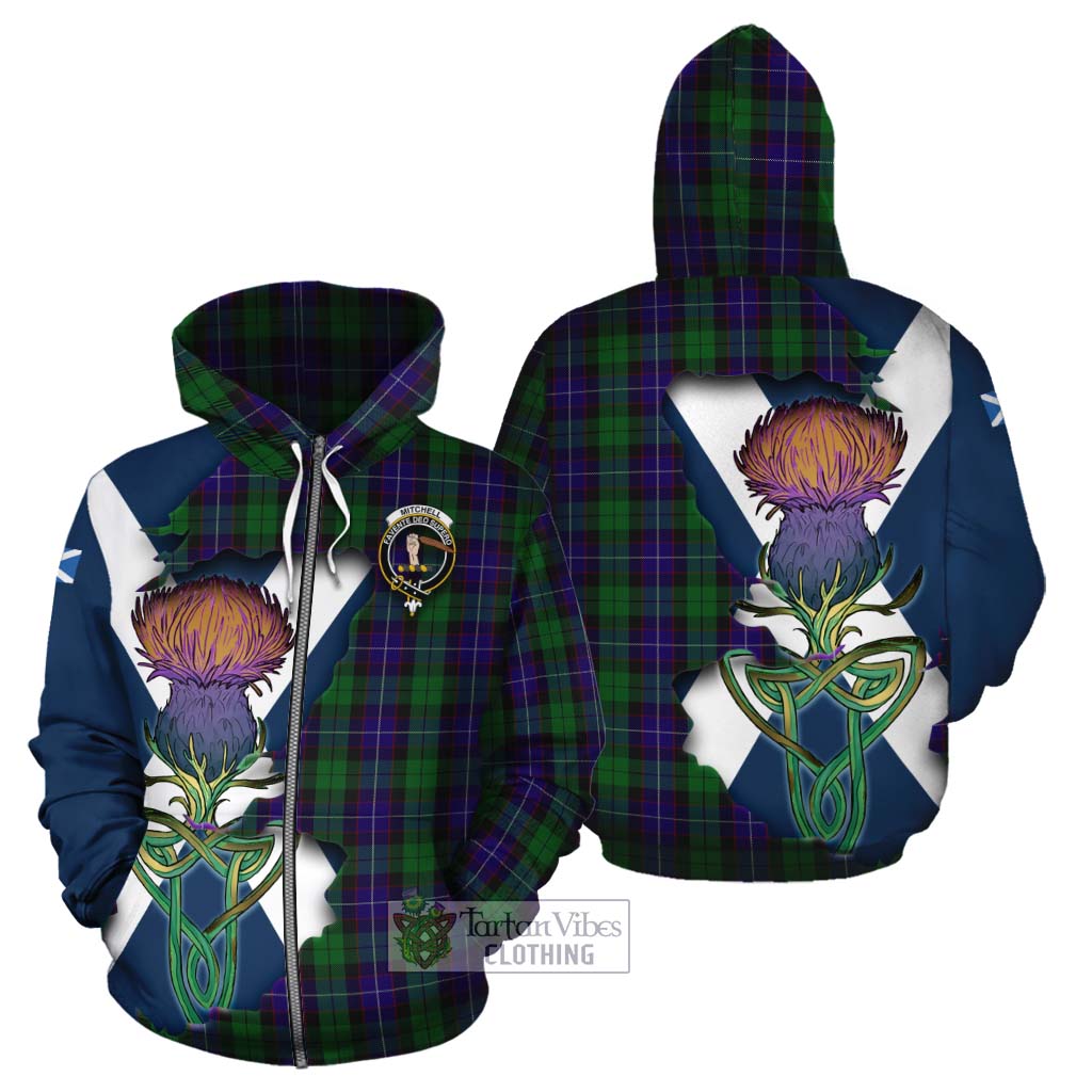 Mitchell Tartan Family Crest Cotton Hoodie Scottish Thistle Celtic Inspired Zip Hoodie - Tartan Vibes Clothing