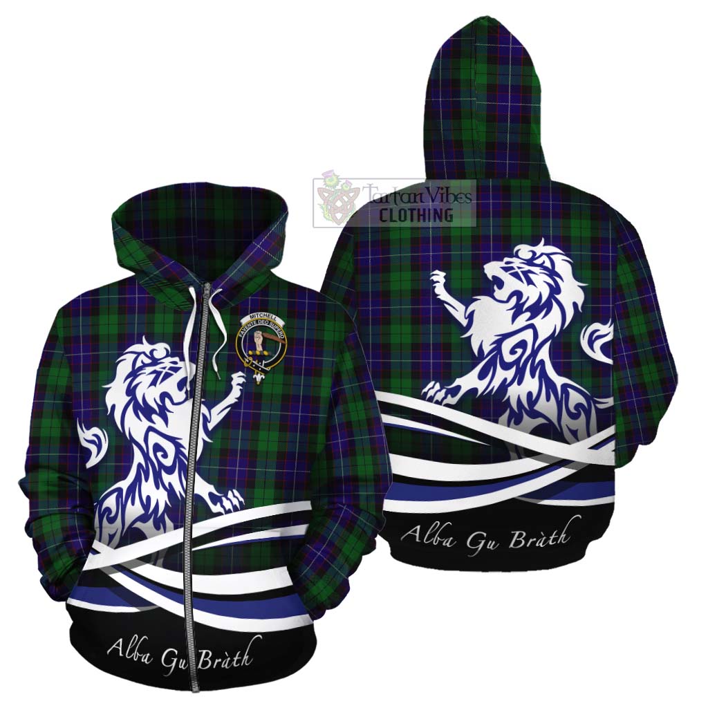 Mitchell Tartan Cotton Hoodie with Alba Gu Brath Regal Lion Emblem - Tartan Vibes Clothing