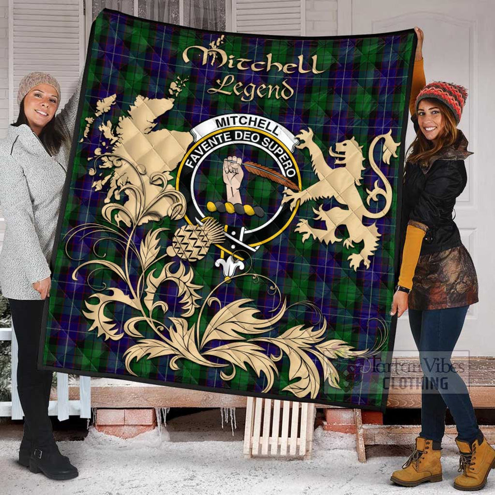 Tartan Vibes Clothing Mitchell Tartan Quilt with Family Crest and Scottish Symbol Style
