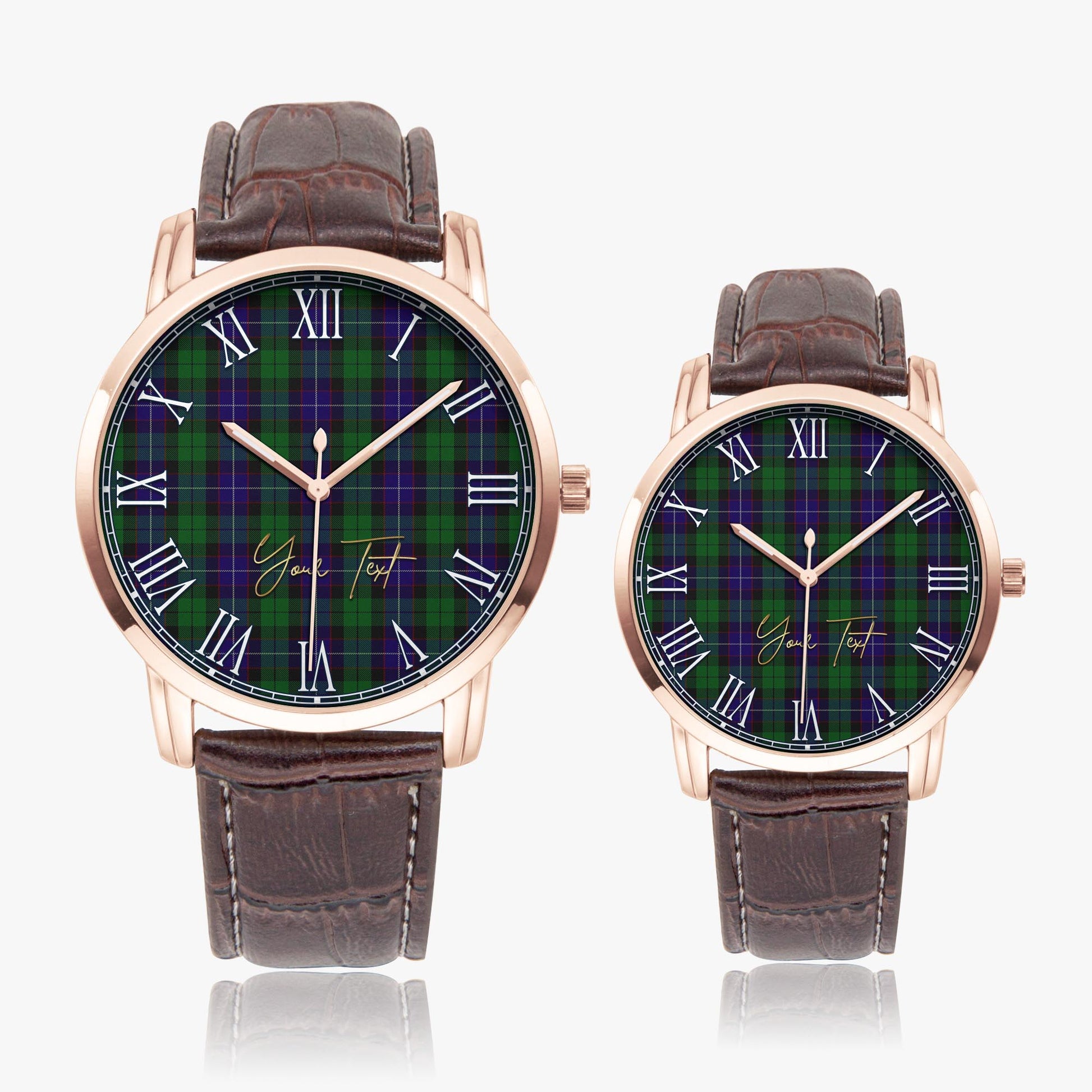 Mitchell Tartan Personalized Your Text Leather Trap Quartz Watch - Tartan Vibes Clothing