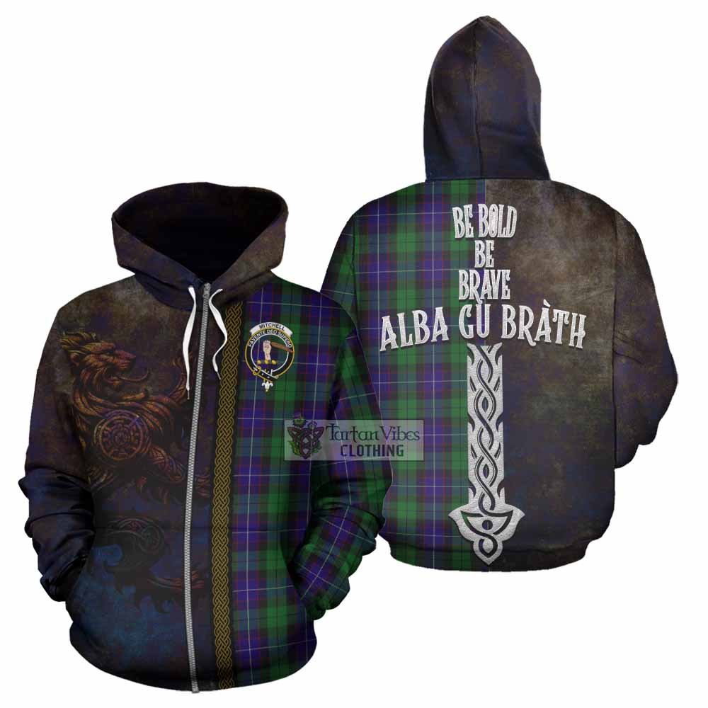 Mitchell Tartan Family Crest Hoodie Alba Gu Brath Be Brave Lion Ancient Style Zip Hoodie - Tartan Vibes Clothing