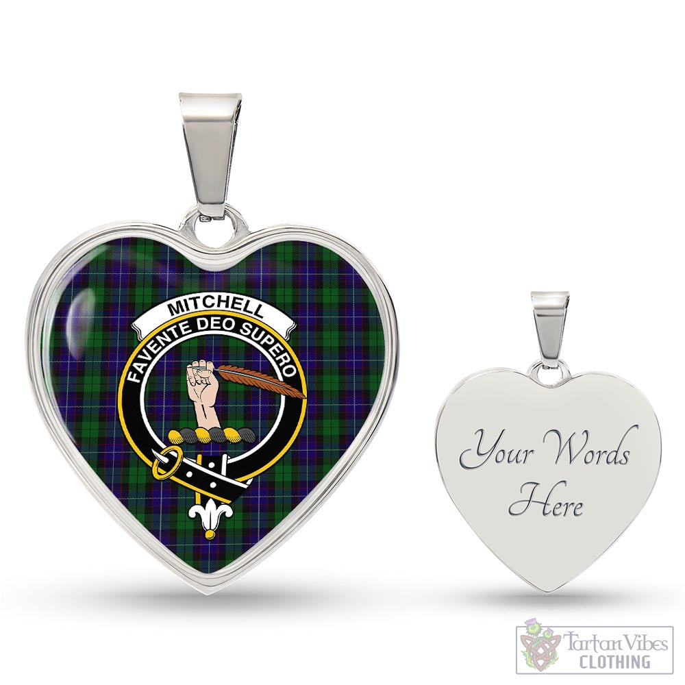 Mitchell Tartan Heart Necklace with Family Crest Luxury Necklace (Silver) Yes - Tartan Vibes Clothing