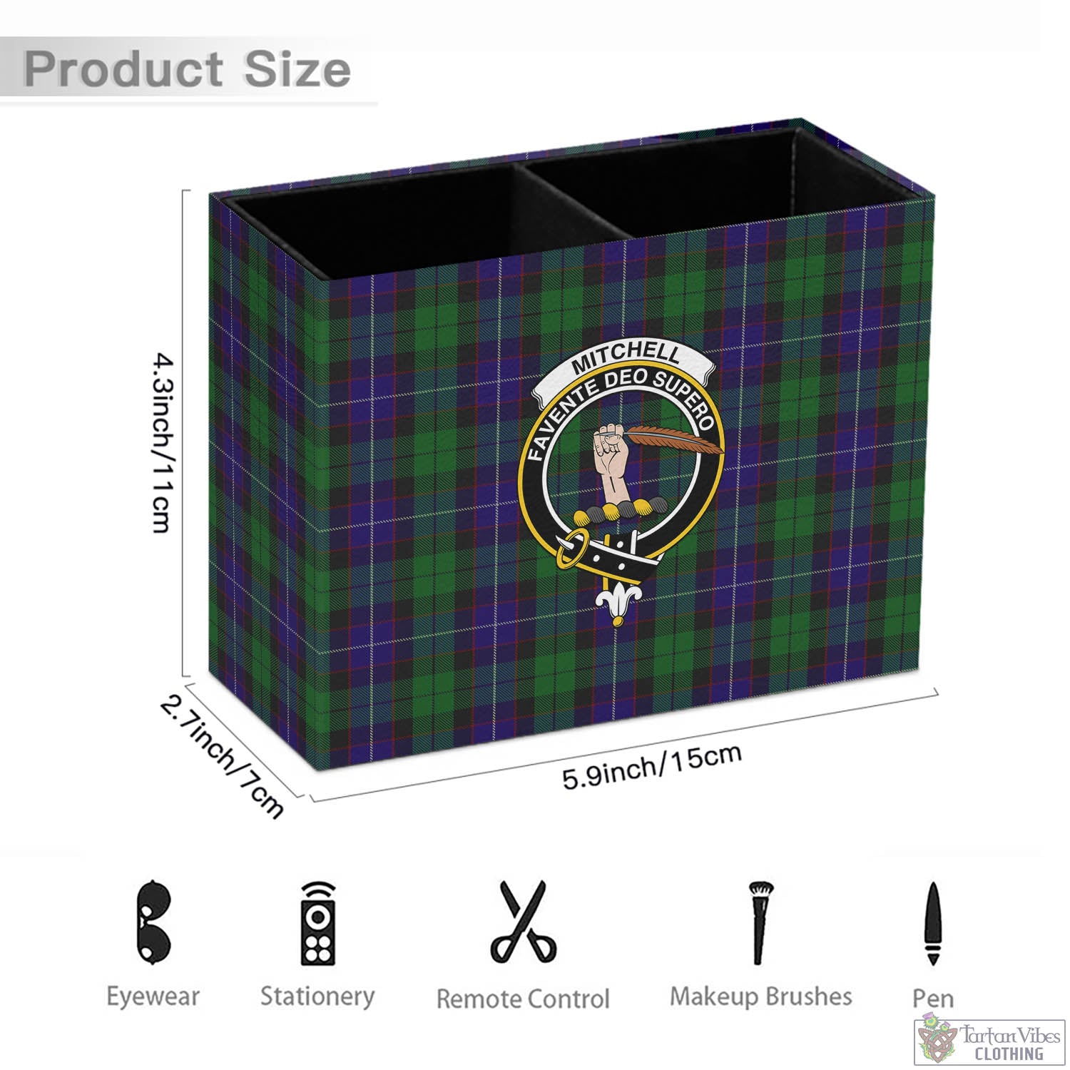 Mitchell Tartan Pen Holder with Family Crest - Tartan Vibes Clothing