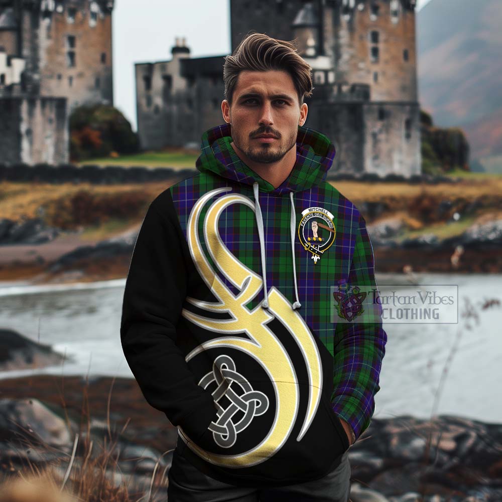 Mitchell Tartan Cotton Hoodie with Family Crest and Celtic Symbol Style - Tartan Vibes Clothing