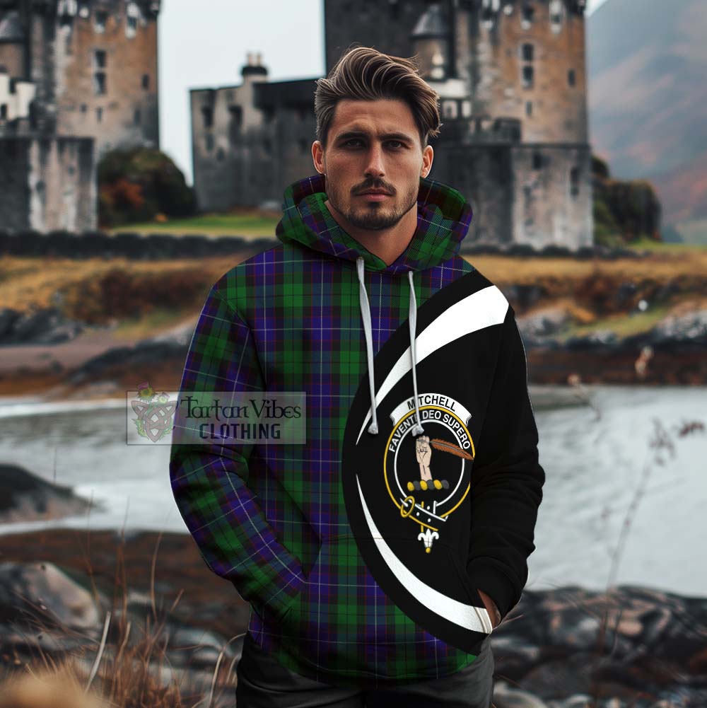 Mitchell Tartan Cotton Hoodie with Family Crest Circle Style - Tartan Vibes Clothing