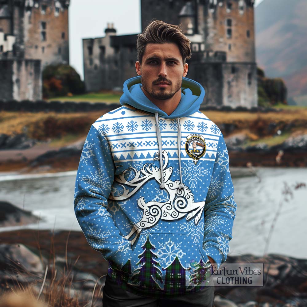 Mitchell Clan Christmas Cotton Hoodie Celtic Reindeer Style - Tartan Vibes Clothing