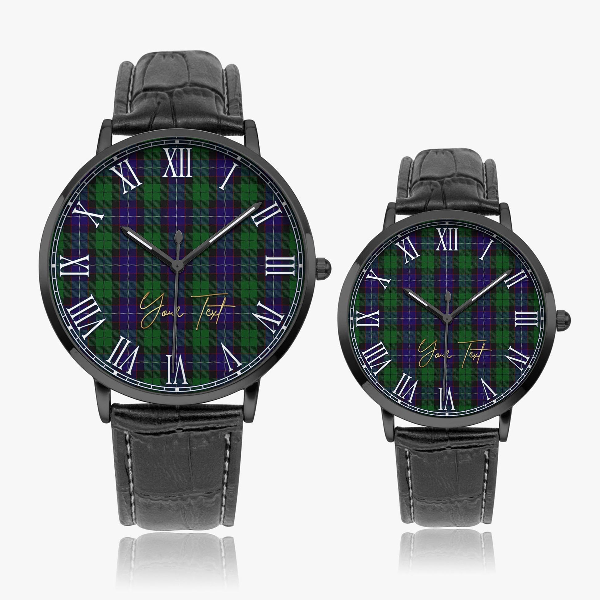 Mitchell Tartan Personalized Your Text Leather Trap Quartz Watch - Tartan Vibes Clothing