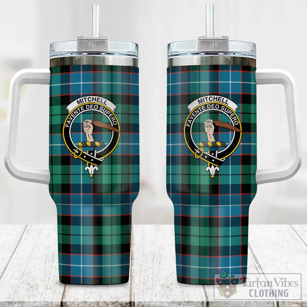 Tartan Vibes Clothing Mitchell Ancient Tartan and Family Crest Tumbler with Handle