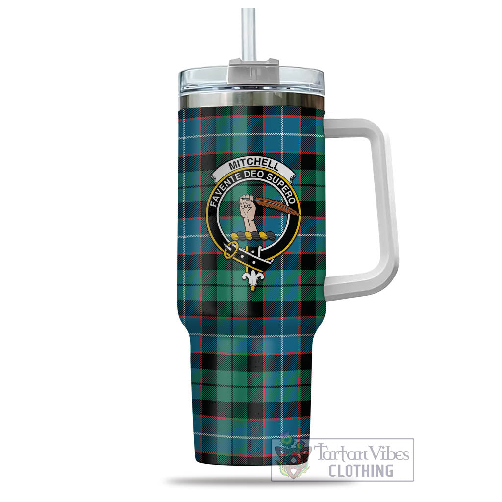 Tartan Vibes Clothing Mitchell Ancient Tartan and Family Crest Tumbler with Handle