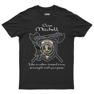 Mitchell Clan Crest Highland Game T Shirt Strength With Purpose Style - Tartan Vibes Clothing