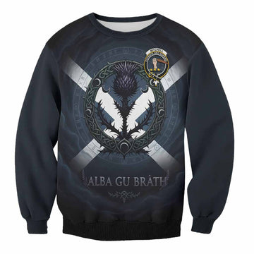 Mitchell Clan Crest Sweatshirt with Celtic Knot Thistle and Saltire