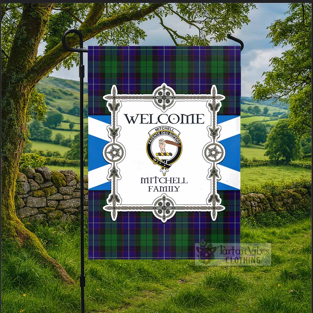 Mitchell Family Crest Tartan Welcome Garden Flag Saltire Harmony Style - Tartan Vibes Clothing