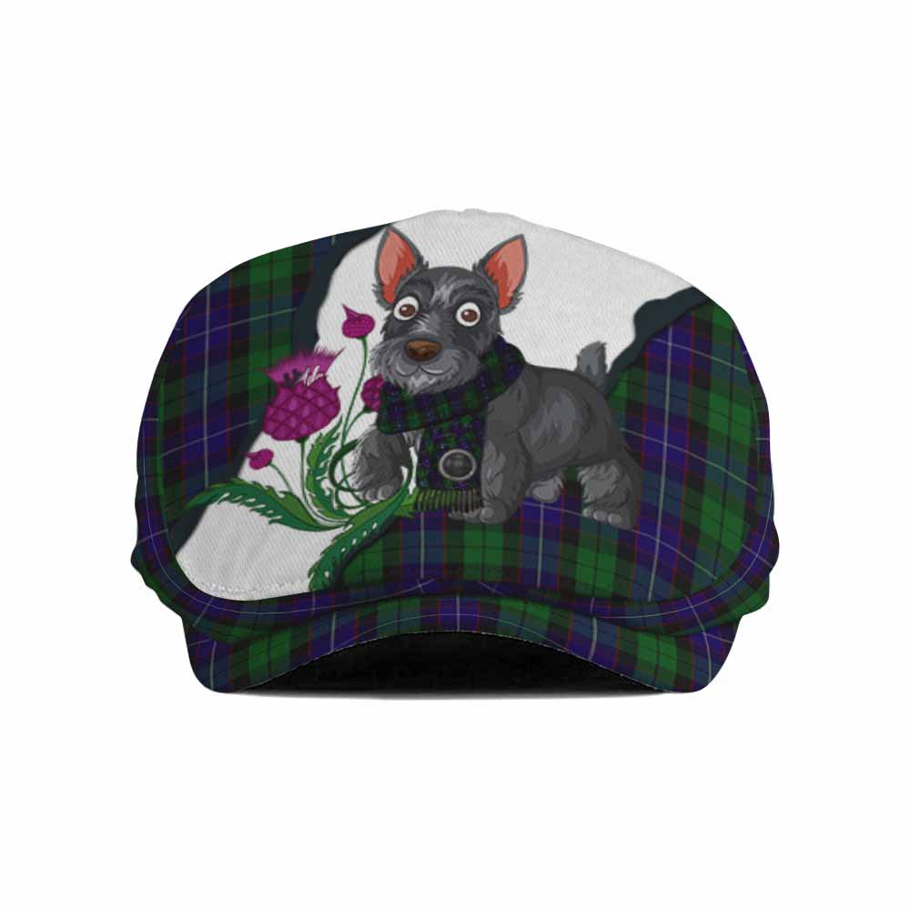 Mitchell Scottish Terrier Tartan Flat Cap, Jeff Cap Thistle Heritage Art Flat Cap - Tartan Vibes Clothing