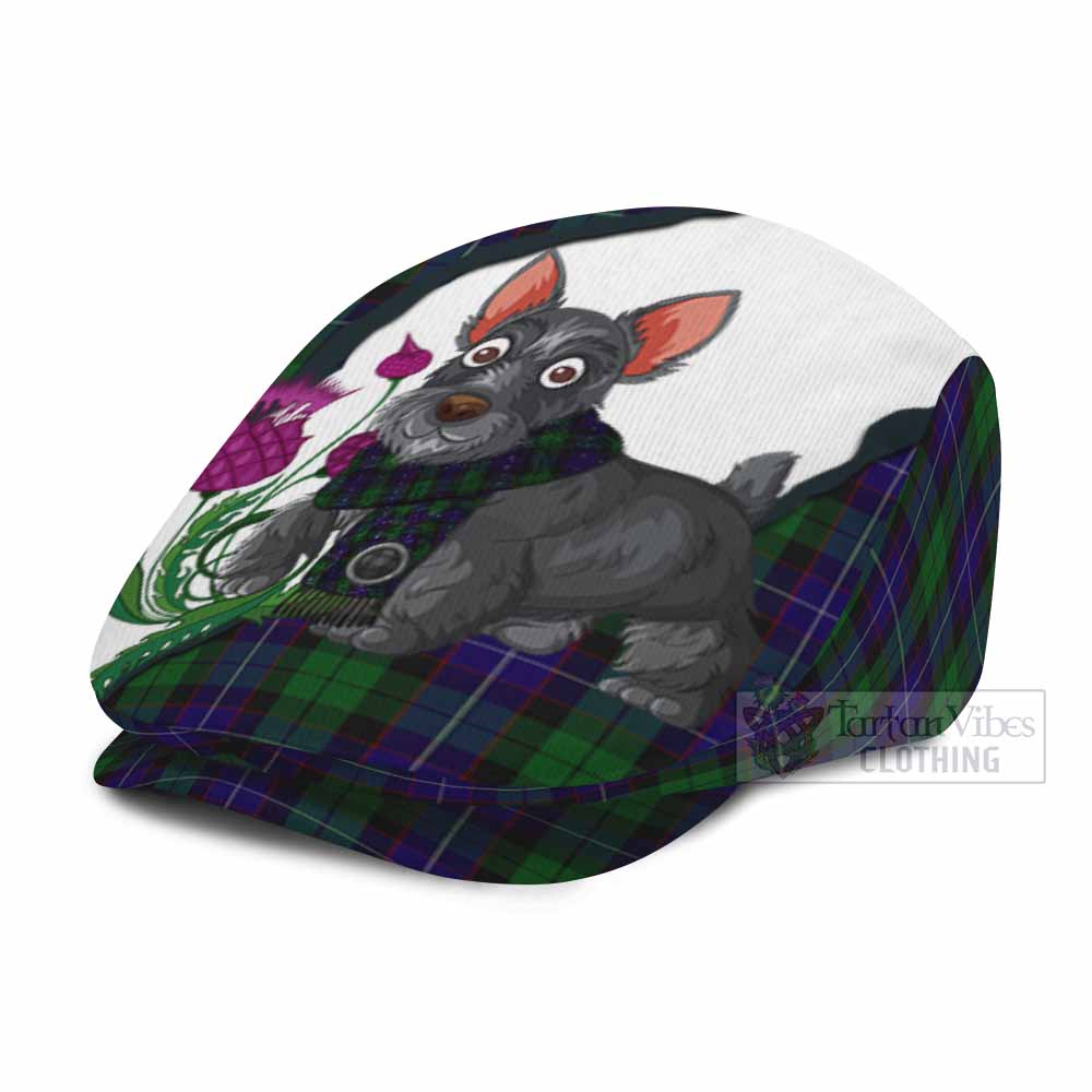 Mitchell Scottish Terrier Tartan Flat Cap, Jeff Cap Thistle Heritage Art - Tartan Vibes Clothing
