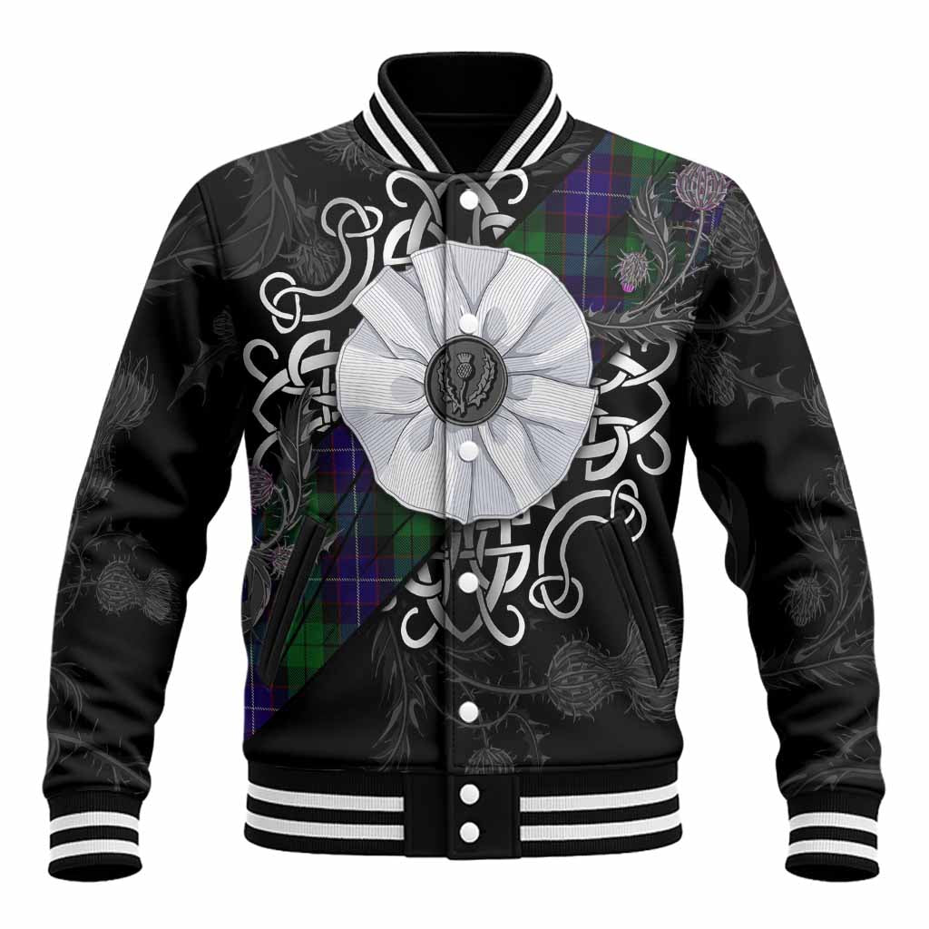 Mitchell Tartan Baseball Jacket Jacobite White Rose Unisex - Tartan Vibes Clothing