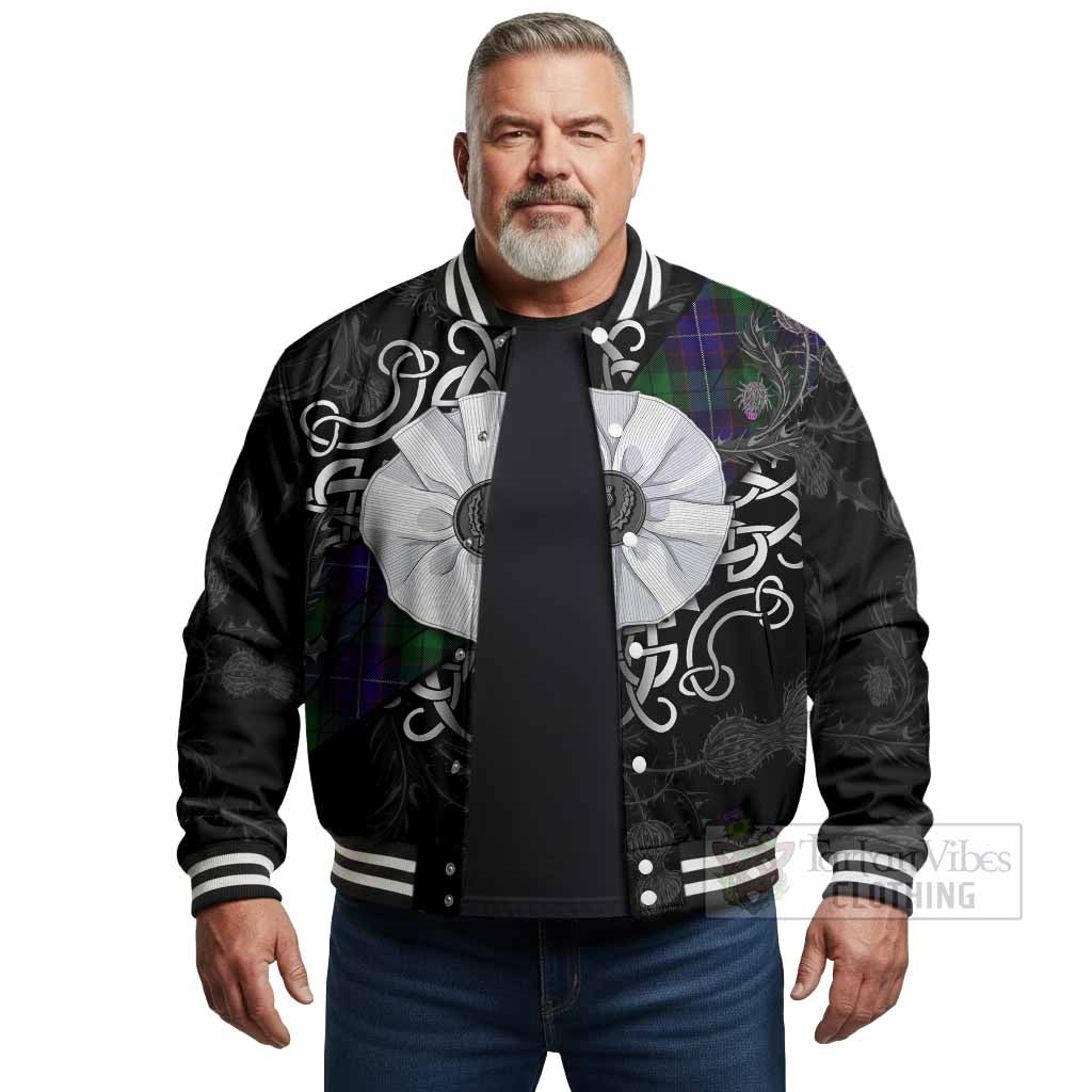 Mitchell Tartan Baseball Jacket Jacobite White Rose - Tartan Vibes Clothing