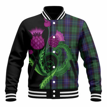 Mitchell Tartan Baseball Jacket Traditional Scottish Thistle