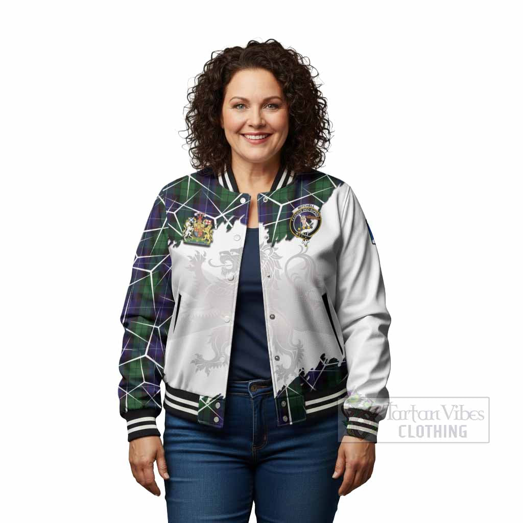 Mitchell Tartan Baseball Jacket with Family Crest and Lion Rampant Grunge Style