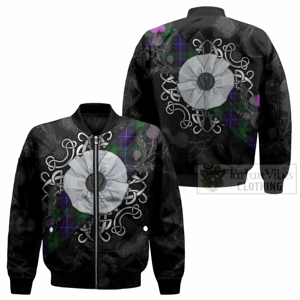 Mitchell Tartan Bomber Jacket Jacobite White Rose - Tartan Vibes Clothing