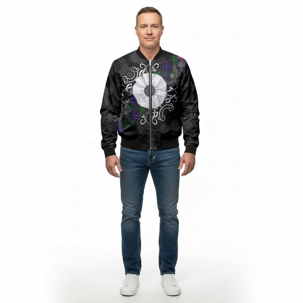 Mitchell Tartan Bomber Jacket Jacobite White Rose - Tartan Vibes Clothing