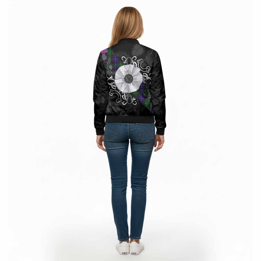 Mitchell Tartan Bomber Jacket Jacobite White Rose - Tartan Vibes Clothing