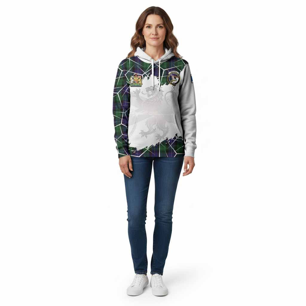Mitchell Tartan Cotton Hoodie with Family Crest and Lion Rampant Grunge Style
