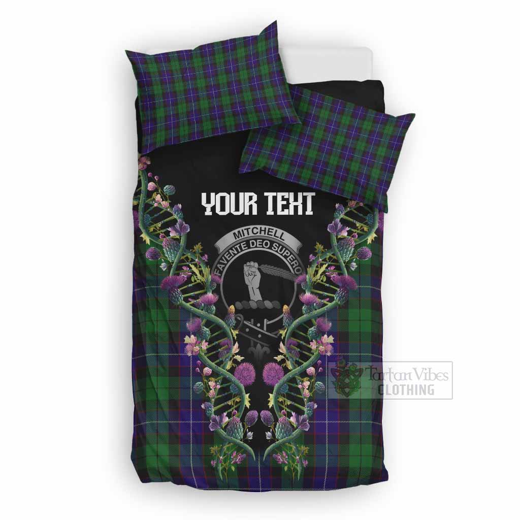 Mitchell Tartan Crest Bedding Set Scottish Heritage Thistle DNA