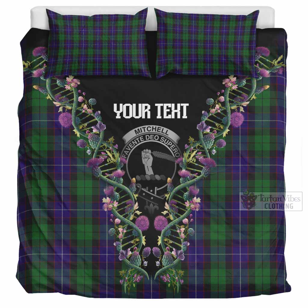 Mitchell Tartan Crest Bedding Set Scottish Heritage Thistle DNA