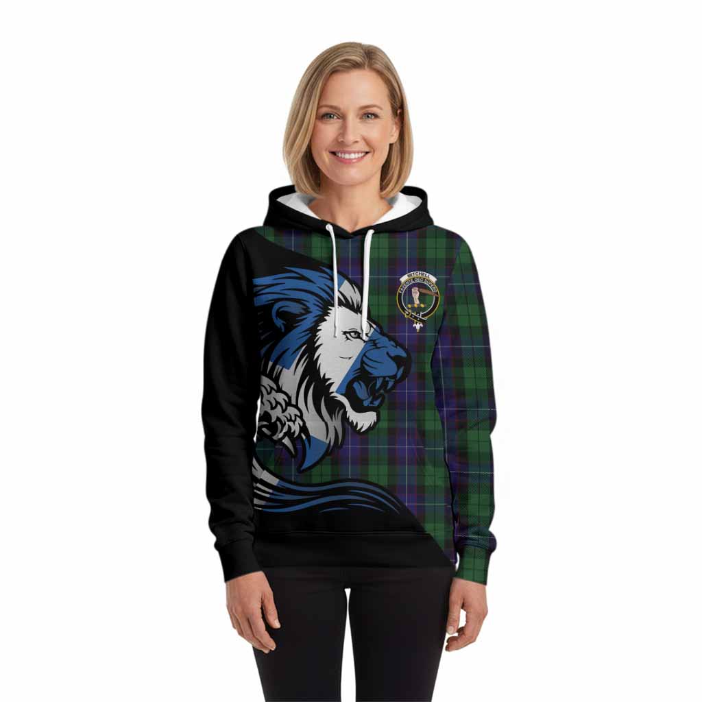 Mitchell Tartan Crest Hoodie Scottish Golden Lions Wave Flow