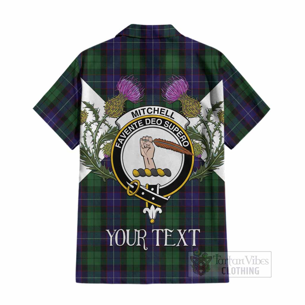 Mitchell Tartan Family Crest Cotton Hawaiian Shirt Scottish Burns Night Thistle Floral