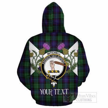 Mitchell Tartan Family Crest Cotton Hoodie Scottish Burns Night Thistle Floral
