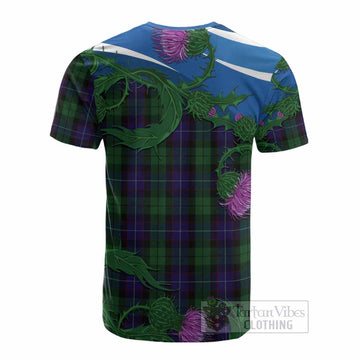 Mitchell Tartan Family Crest Cotton T-shirt Thistle in Minimalism